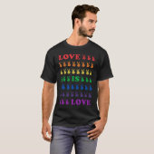 Pride Liefde Is Liefde Multi Gekleurde Vrede Handt T-shirt (Voorkant volledig)