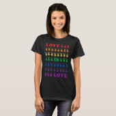 Pride Liefde Is Liefde Multi Gekleurde Vrede Handt T-shirt (Voorkant volledig)