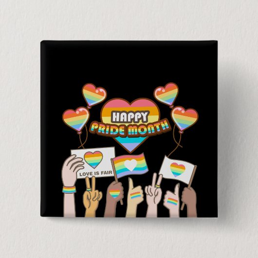 Pride liefde. Liefde is eerlijk. Pride maand. Vierkante Button 5,1 Cm (Voorkant)