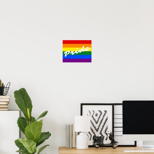Pride Logo LGBT 6-Stripe Regenboogregat Vlag Poster (Thuiskantoor)