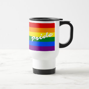 Pride Logo LGBT 6-Stripe Regenboogregat Vlag Reisbeker