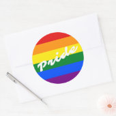 Pride Logo LGBT 6-Stripe Regenboogregat Vlag Ronde Sticker (Envelop)