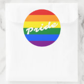 Pride Logo LGBT 6-Stripe Regenboogregat Vlag Ronde Sticker (Tas)