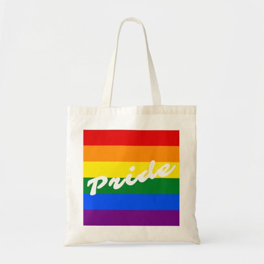 Pride Logo LGBT 6-Stripe Regenboogregat Vlag Tote Bag (Voorkant)