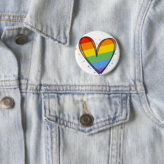 Pride Love Heart Gay Rainbow LGBTQ Sleutelhanger Ronde Button 5,7 Cm (In situ)