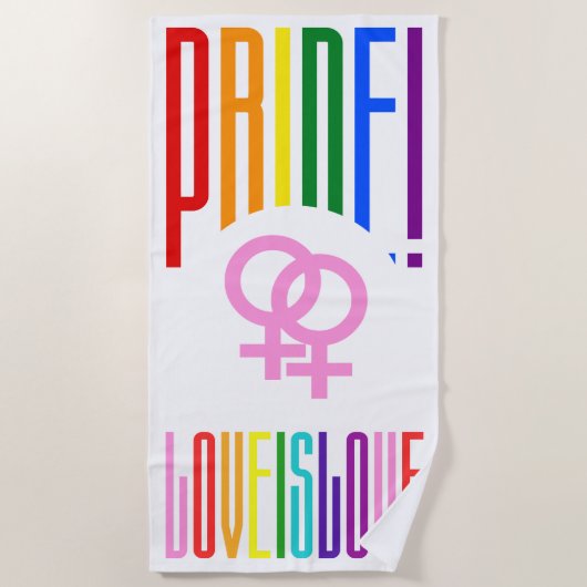 Pride Love is Love Lesbian Couple Sign LGBT Strandlaken (Voorkant)