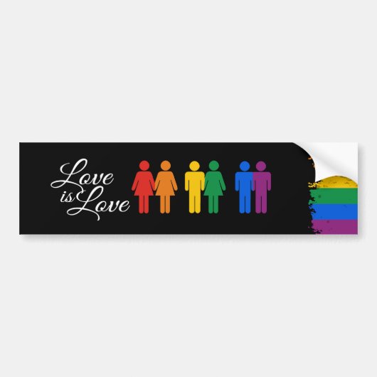 PRIDE LOVE IS LOVE -.png Bumpersticker (Voorkant)