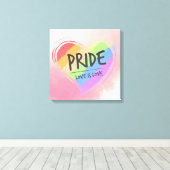 Pride Love is Love Rainbow Heart Canvas Afdruk (Insitu (Houten vloer))