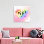 Pride Love is Love Rainbow Heart Canvas Afdruk (Insitu (Woonkamer))