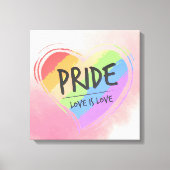 Pride Love is Love Rainbow Heart Canvas Afdruk (Voorkant)