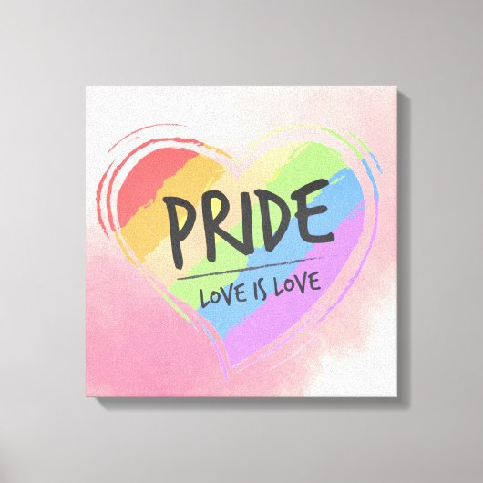 Pride Love is Love Rainbow Heart Canvas Afdruk (Voorkant)