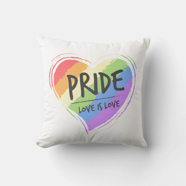 Pride Love is Love Rainbow Heart Kussen (Voorkant)