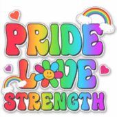 Pride Love Sterke Rainbow Sticker (Voorkant)