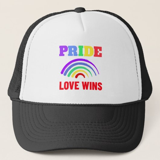 Pride Love Wins LGBT Artsy Rainbow Motif Trucker Pet (Voorkant)
