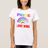 Pride Love Wins LGBT Artsy Rainbow White T-shirt (Voorkant)
