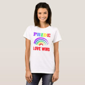 Pride Love Wins LGBT Artsy Rainbow White T-shirt (Voorkant volledig)