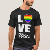 Pride love wins Rainbow hart T-Shirt (Voorkant)