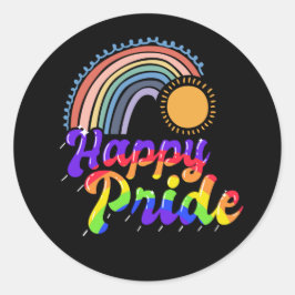 Pride maand LGBT met regenboogHappy Pride Ronde Sticker
