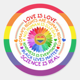 Pride maand LGBT met regenboogliefde is liefde Ronde Sticker