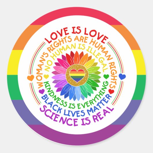 Pride maand LGBT met regenboogliefde is liefde Ronde Sticker (Voorkant)