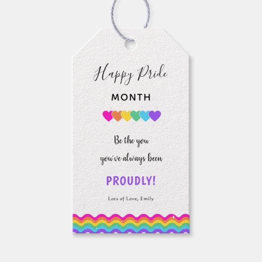 Pride Maand Moderne Regenboog Wees jezelf schattig Cadeaulabel (Voorkant)