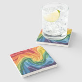 Pride maand patroon stenen onderzetter (Zijkant)