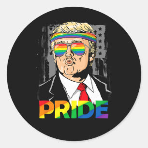 Pride Maand Shirt Trump Lesbisch Gay Bual Trans Ronde Sticker