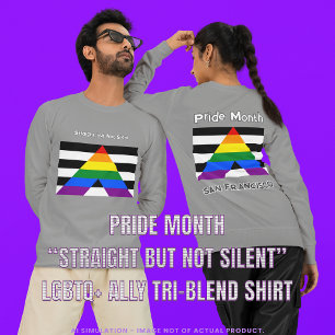 Pride Maand "Straight but Not Silent" LGBTQ+ Bondg Tri-Blend Shirt