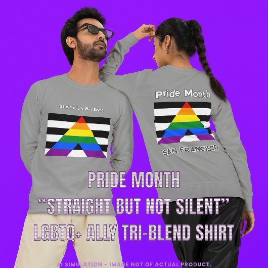 Pride Maand "Straight but Not Silent" LGBTQ+ Bondg Tri-Blend Shirt