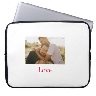 Pride maand toevoegen gay paar foto naam liefde LQ Laptop Sleeve