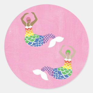 Pride Mermaid Rainbow Flag Tail LGBT Ronde Sticker
