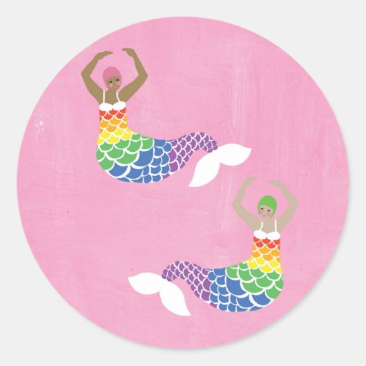 Pride Mermaid Rainbow Flag Tail LGBT Ronde Sticker (Voorkant)