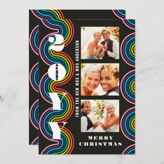 Pride Merry Kerstmis Mrs. & Mrs. 3 Foto Collage (Voorkant / Achterkant)