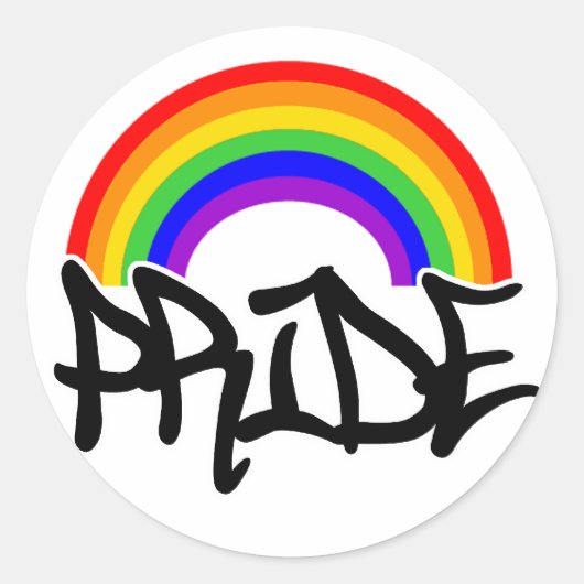 Pride met regenboog ronde sticker (Voorkant)