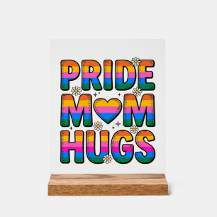 Pride Moeder Knuffelt Vintage Regenboog Vector Des Acryl Bord
