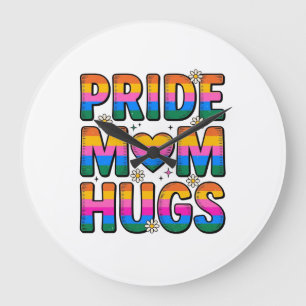 Pride Moeder Knuffelt Vintage Regenboog Vector Des Grote Klok