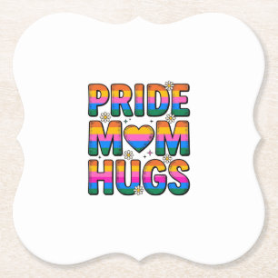 Pride Moeder Knuffelt Vintage Regenboog Vector Des Kartonnen Onderzetters