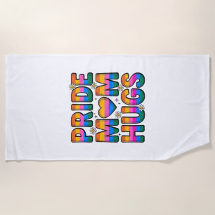 Pride Moeder Knuffelt Vintage Regenboog Vector Des Strandlaken