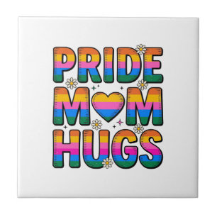 Pride Moeder Knuffelt Vintage Regenboog Vector Des Tegeltje