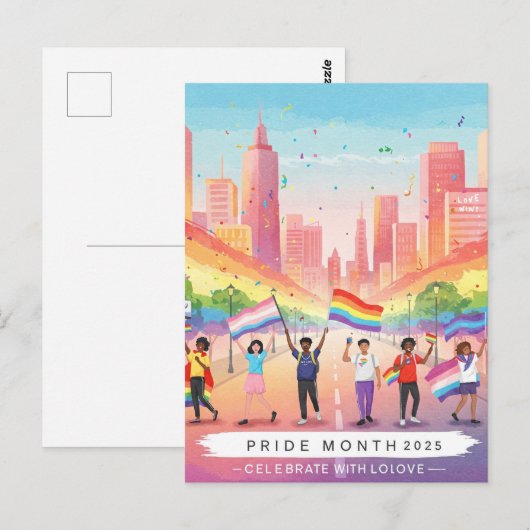 Pride Month 2025 – Vier het met liefde Briefkaart (Voorkant / Achterkant)