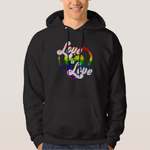 Pride Month Love is Love Rainbow Flag Proud Ally L Hoodie