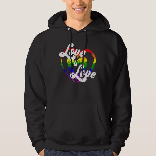 Pride Month Love is Love Rainbow Flag Proud Ally L Hoodie (Voorkant)