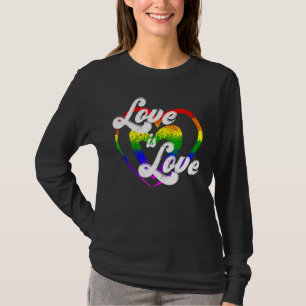 Pride Month Love is Love Rainbow Flag Proud Ally L T-shirt