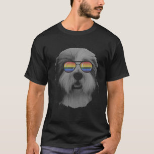 Pride Month Old English Sheepdog Rainbow Flag T-shirt