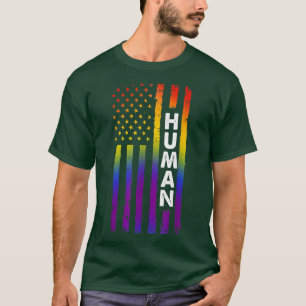 Pride Month T-Shirt HUMAN LGBT Flag Gay Transgende