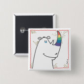 Pride Neushoorn Knop Vierkante Button 5,1 Cm (Voorkant /achterkant)