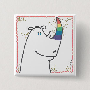 Pride Neushoorn Knop Vierkante Button 5,1 Cm