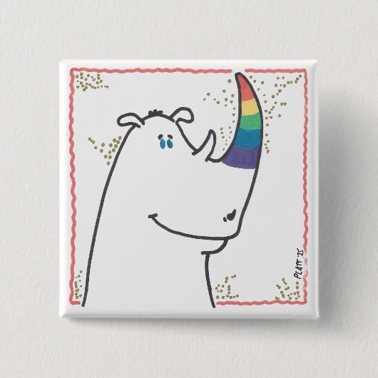Pride Neushoorn Knop Vierkante Button 5,1 Cm (Voorkant)