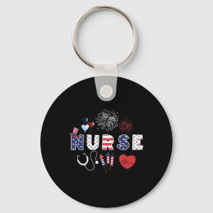 Pride Nurse Usa Vlag Stethoscoop Patriottische zus Sleutelhanger