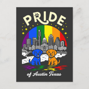 Pride of Austin City Texas Honden Regenboogvlag Briefkaart